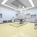 Modern Operating Room Setup With Surgical Table Surgical Lights Monitors Blue Walls And Yellow Floor