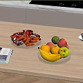 Fresh Mixed Fruits In Glass Bowls On Modern Kitchen Countertop With Coffee Cup And Magazine