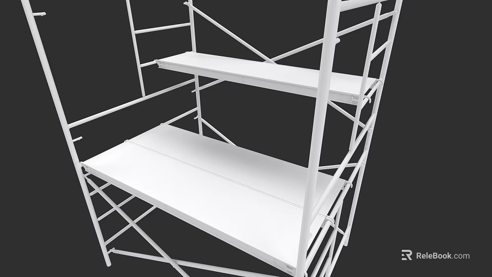 Industrial Equipment Featuring White Metal Frame Multi Tiered Shelving For Industrial Use 3d model 