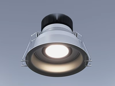 Sleek Modern Downlight Spotlight with Metallic Housing Illuminated Lamp and Heat Dissipation Design 3d model