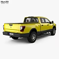 Nissan Yellow Pickup Truck With Double Cab Black Wheels And Cargo Bed