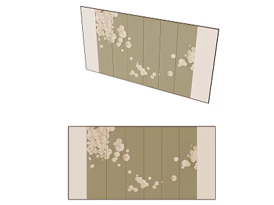 Green Patterned Wall Panels Featuring Beige Spots And Beige Borders 3d model
