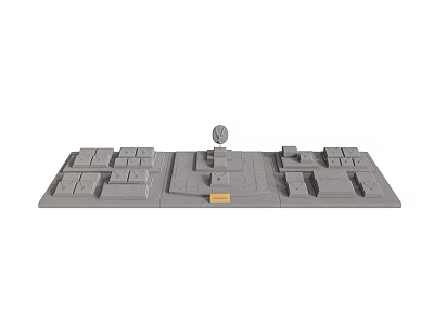 Miniature Garden Decor Pieces Featuring Gray Structured Design Multiple Square Blocks And Central Circular Decoration 3d model