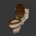 White Ceramic Toilet With Wooden Seat And Lid For Bathroom Fixture