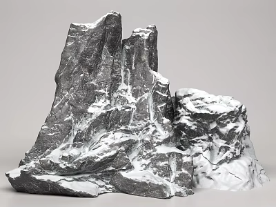 Snow Covered Rockery Garden Ornament With Natural Stone Design And Texture 3d model