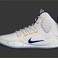 White Nike High Top Basketball Shoes With Blue Accents Orange Details And Blue Sole
