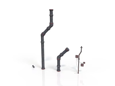 Industrial Metal Pipe Equipment With Elbow Joints Straight Sections And Brackets 3d model