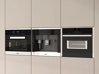 Modern Kitchen With Built In Oven Coffee Machine And Sleek Appliances Cabinetry 3d model