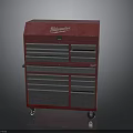 Sturdy Red Milwaukee Tool Cabinet With Multiple Drawers And Rolling Wheels