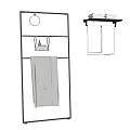 Modern Bathroom Storage Rack With Black Frame Round Mirror And Hanging Towels