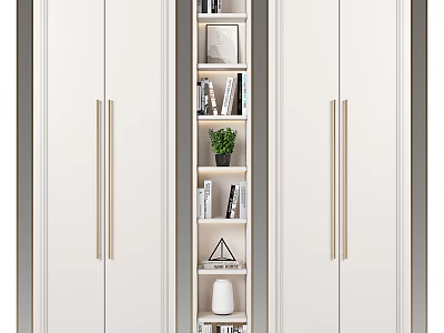Modern Decorative Cabinet In White With Open Shelves Books Potted Plant And Decor 3d model
