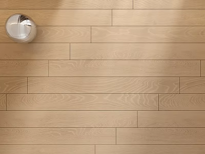 Light Colored Wooden Flooring With Natural Wood Grain And Silver Decorative Sphere 3d model