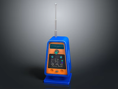 Blue Orange Wireless Headphone Speaker With Antenna Display And Control Buttons 3d model