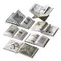 Open Books Magazines Featuring Various Design Art Interior Architecture Pages 3d model