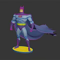 Batman 3D Action Figure Model With Blue Cape Yellow Utility Belt And Yellow Base