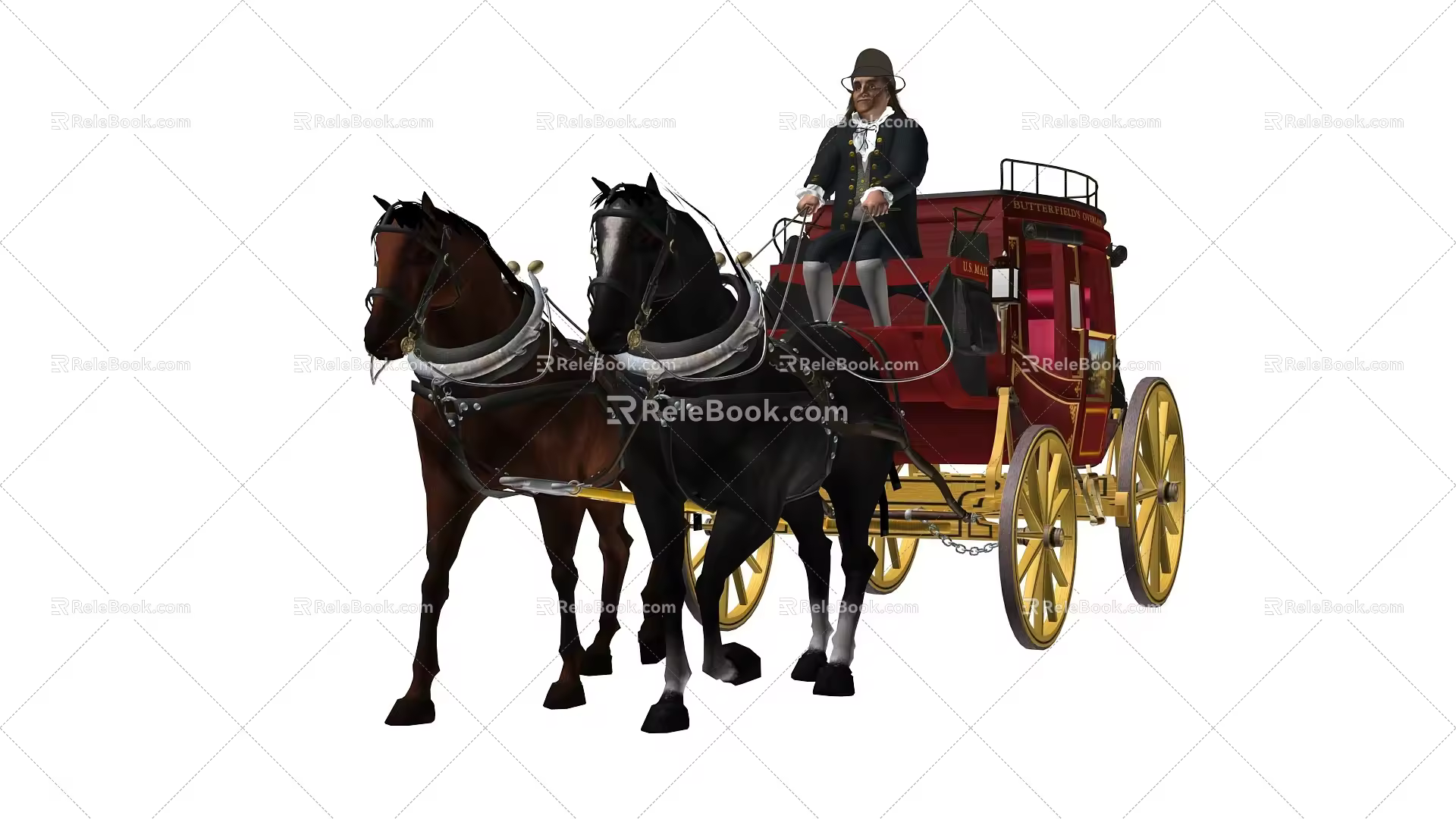 European-style aristocratic carriage driver 3d model