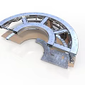 Curved Metal Architectural Framework With Supporting Components And Metal Plates