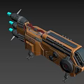 Futuristic Detailed Orange Sci-Fi Mechanical Vehicle with Thrusters Legs and 113UPZ Design