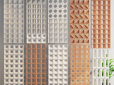 Modern Decorative Room Divider Collection With Geometric Patterns And Diverse Materials 3d model