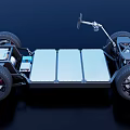 Detailed View Of Electric Vehicle Chassis With Battery Pack And Frame Parts
