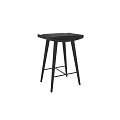 Modern Dark Bar Stool With Leather Seat And Wooden High Legs Featuring Footrest