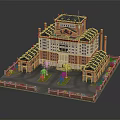 Traditional Chinese Building With Red Roof White Wall Symmetrical Design And Courtyard Garden