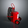 Red Household Portable Cleaning Equipment With Wrapped Black Hose And Wheels