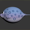 Cartoon Seal Character with Blue Purple Gradient Body Big Eyes White Whiskers and Blue Spots