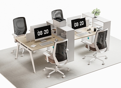 Modern Office Desk and Chair Staff Station Computer Desk and Chair 3d model