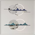 Stylish Circular Wall Decor With Blue Mountain Landscape And Flying Birds