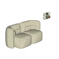 Modern Upholstered Two-Seater Sofa With Rounded Arms And Cushioned Seats Beige Brown
