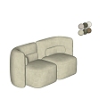 Modern double sofa sofa 3d model