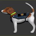 Jack Russell Terrier Dog With Green Collar And Blue Harness Toy Figure