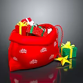 Red Christmas Gift Bag Filled With Colorful Gifts Green Box And Yellow Star