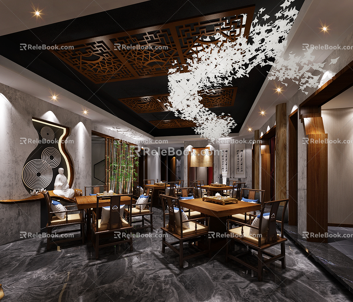 Chinese Teahouse Club Teahouse Tea Room 3d model