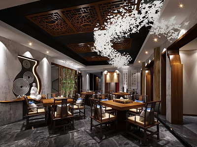 Chinese Teahouse Club Teahouse Tea Room 3d model