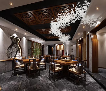 Chinese Teahouse Club Teahouse Tea Room 3d model
