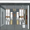 Modern Retail Store Interior With Glass Doors Display Shelves And Brand Signs