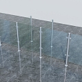 white steel glass guardrail 3d model