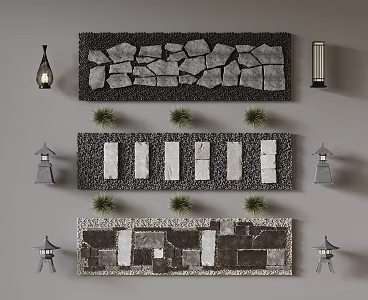 Stone path slate Tingbu landscape garden road natural surface stone outdoor lamp 3d model