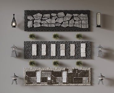 Stone path slate Tingbu landscape garden road natural surface stone outdoor lamp 3d model