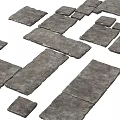 Natural Stone Stepping Stones With Irregular Gray Slabs For Garden Path 3d model