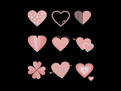 Pink Heart Themed Wall Decor With Various Designs And Clover Accent 3d model
