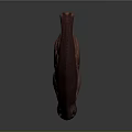 Mythical Reptile 3D Model Head With Reddish Purple Curved Horns Scaly Skin And Green Eyes