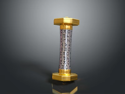 Golden Cylindrical Commercial Measurement Equipment With Scale And Digital Display Features 3d model
