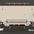 Modern Living Room Interior With Beige Sofa Brown Coffee Table And Yellow Armchair