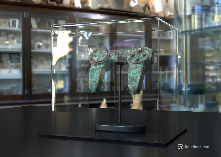 Unique Elegant Bronze Sculpture Artwork Showcased in Transparent Glass Case 3d model 