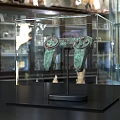 Unique Elegant Bronze Sculpture Artwork Showcased in Transparent Glass Case
