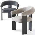 Modern Minimalist Accent Chair With Curved Armrests Beige And Gray Fabric Upholstery Dark Wooden Legs
