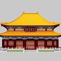 Ancient Chinese Architecture Traditional Design With Yellow Roof Red Pillars And Ornate Eaves